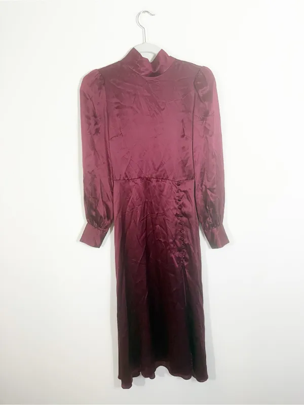 Reformation Maple Dress in Plum 100% Silk Size 0 - Image 4