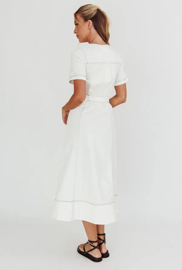 White Button Down Maxi Dress Selfie Leslie  - Image 2