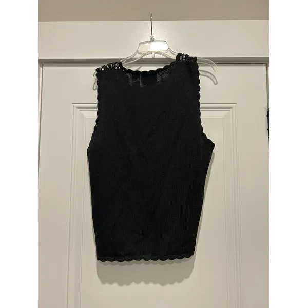 Vintage Boho Festival Black Crocheted Vest Size Medium Witchy Gothic Whimsygoth - Image 5