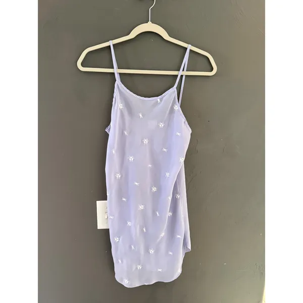Gilligan & O'Malley Vintage Lavender Sheer Floral Embroidered Chemise Nightgown‎ - Image 3