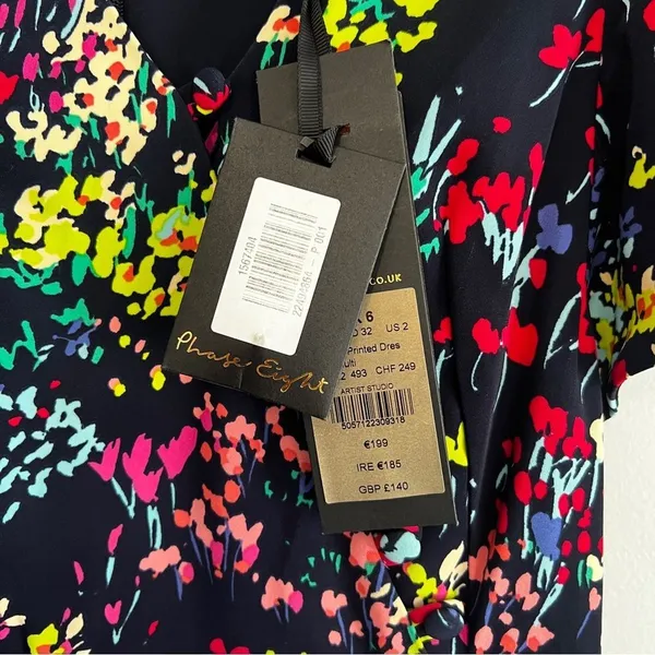 Phase Eight Sheldon Floral Ruffle Asymmetrical Midi Dress Size 2 NWT - Image 8