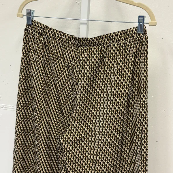 Peppermayo Geometric Diamond Print 2 Piece Set Shirt Wide Leg Pants Brown US 4 - Image 9