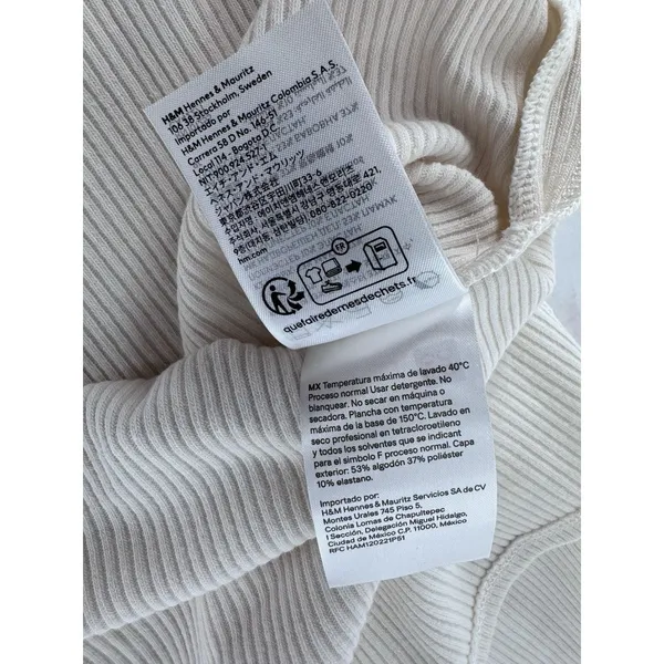 H&M Maternity Mama Long Sleeve Shirt Ribbed Basic Crewneck Minimalist Ivory - Image 14