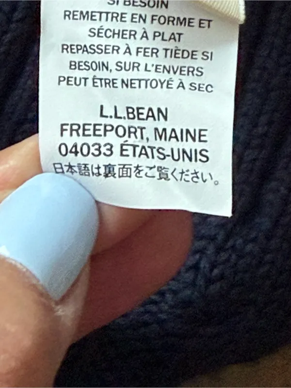⁠L.L. Bean 100% Cotton Cable Knit Long Button Front Cardigan Sweater Navy M REG⁠ - Image 10