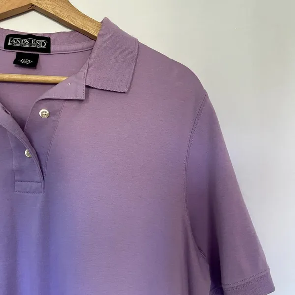 Lands' End lavender purple women's‎ size large polo collared shirt cotton casual - Image 2