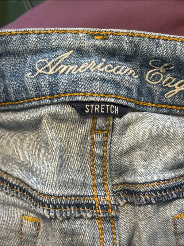 American Eagle Outfitters Light Gray Rolled Hem Denim Shorts - Image 5