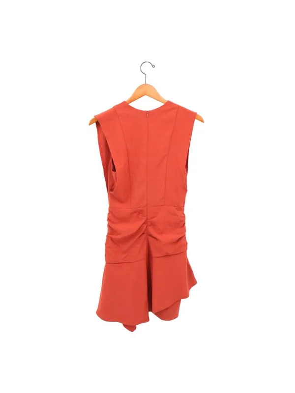 BA&SH Jess Terracotta Asymmetrical V-neck Mini Dress S - Image 8