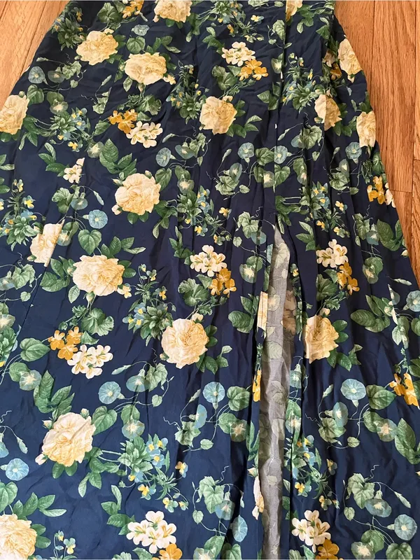 Old Navy Blue Yellow Floral Midi Dress Small Cottagecore Summer Feminine Beach - Image 2