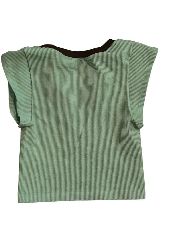Out From Under Go For Gold Ribbed Seamless Cap Sleeve Crop Top - Image 2