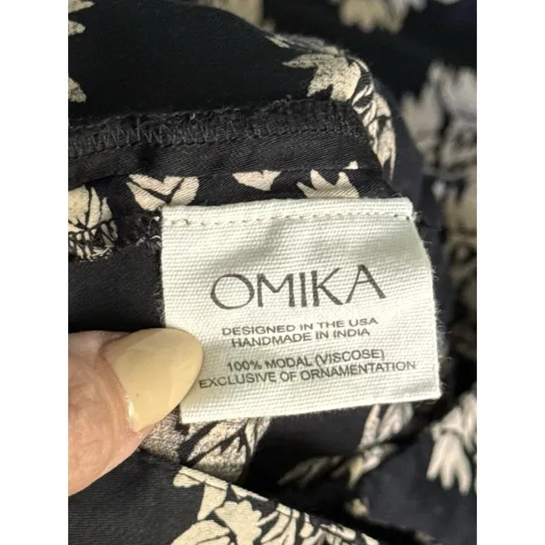 Anthropologie Omika Sinatra Wide Leg Pant Small Black White Handmade Blockprint - Image 6