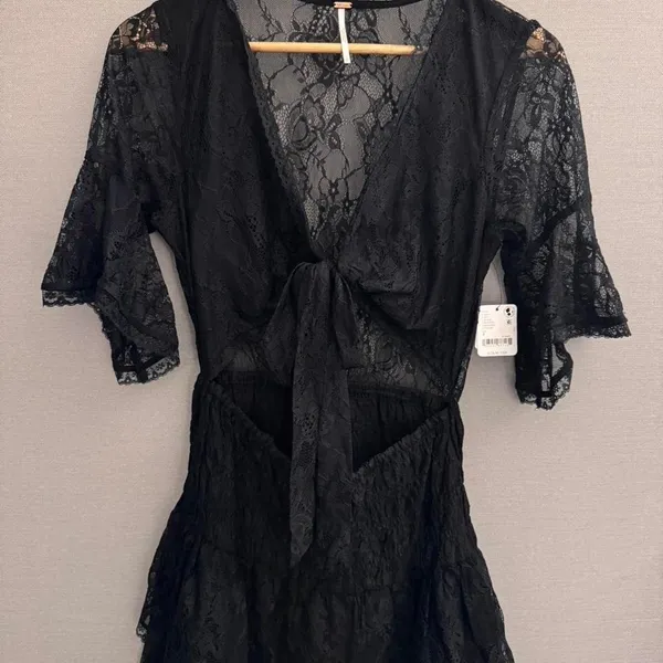 Free People Reversible Lala Lace Mini Dress Black Size‎ Small NWT MSRP $128 - Image 5