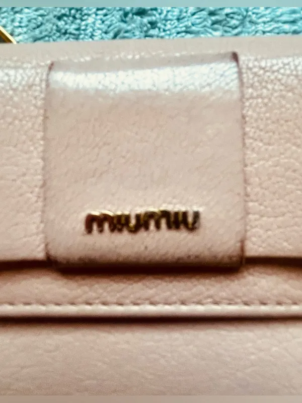 Miu Miu Madras Fiocco Trifold Wallet Blush Pink Leather Bow COA Authentic -EUC - Image 8