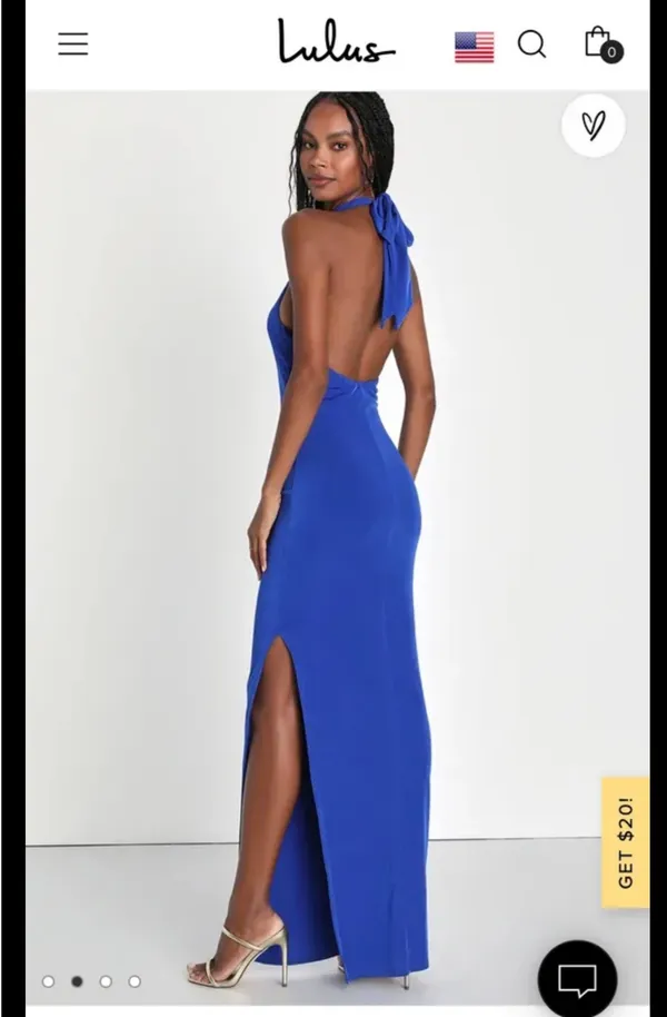 Lulus Regal Entrance Cobalt Blue Backless Maxi Dress - Image 2