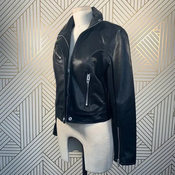 BLANKNYC Faux Leather Full Zip‎ Moto Jacket Black - Image 6