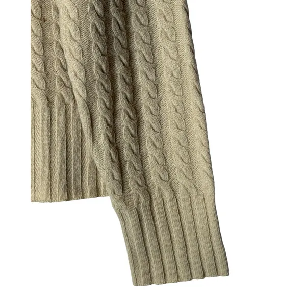 Ann Taylor Sweater Women Large Tan Cable Knit Lambswool Mock Neck Long Sleeve - Image 6