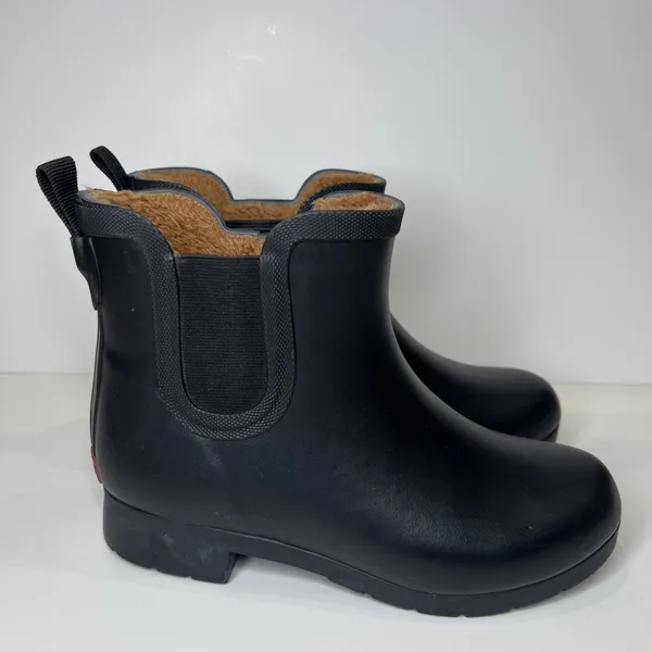 Chooka Black Waterproof Chelsea Rain Boots Faux Fur Lined Women's Size 6 - Image 5