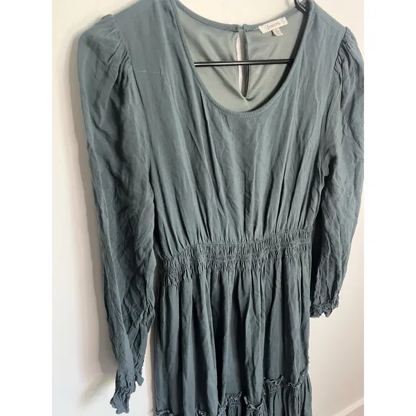 Jodifl‎ Small Blue Green Cottagecore Layered Ruffle Dress Peasant Whimsical Boho - Image 4