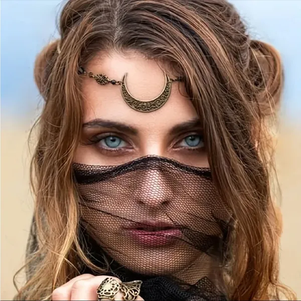 Crescent Moon Head Chain Vintage Style Crystal‎ Flower Bohemian Gypsy Headwear - Image 5