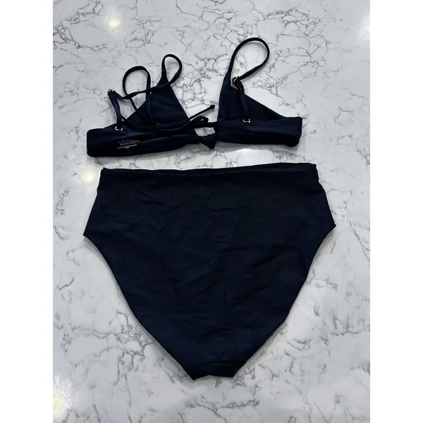 NWOT Quince Black Knot Tie Bikini Top & High Rise Bottom Set Size Medium - Image 2