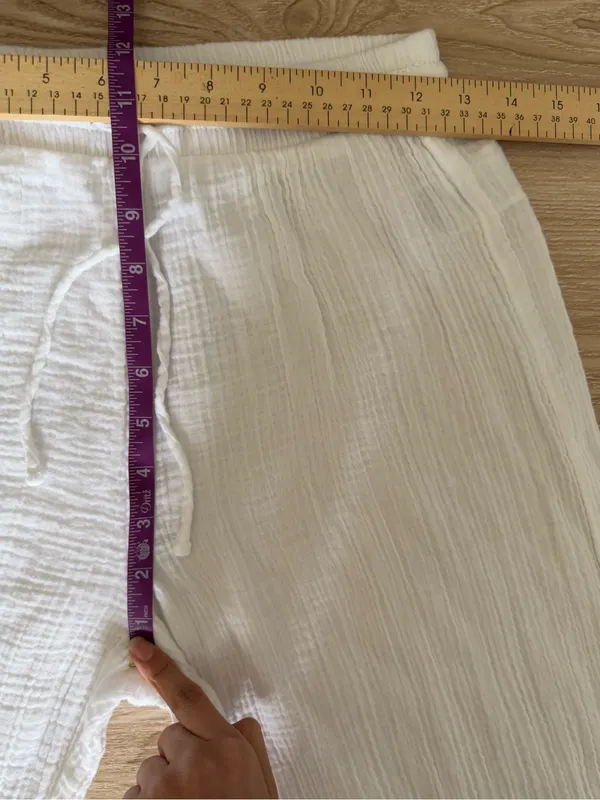 Abercrombie & Fitch XS Short White Cotton Gauze Pants Wide Leg Beach Resort - Image 5