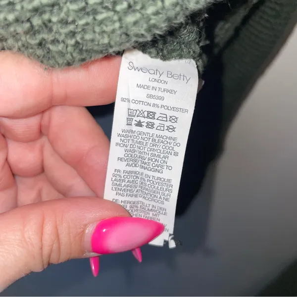Sweaty Betty Green Turtleneck Knit Sweater with Kangaroo Pocket - Image 7