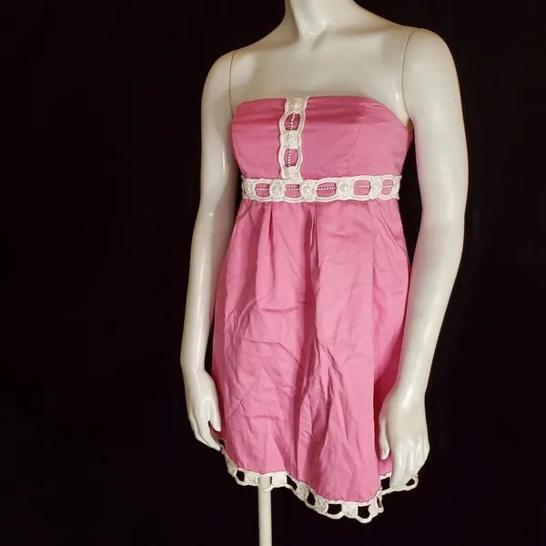 Lilly Pulitzer Pink & White Strapless Dress (2) - Image 2