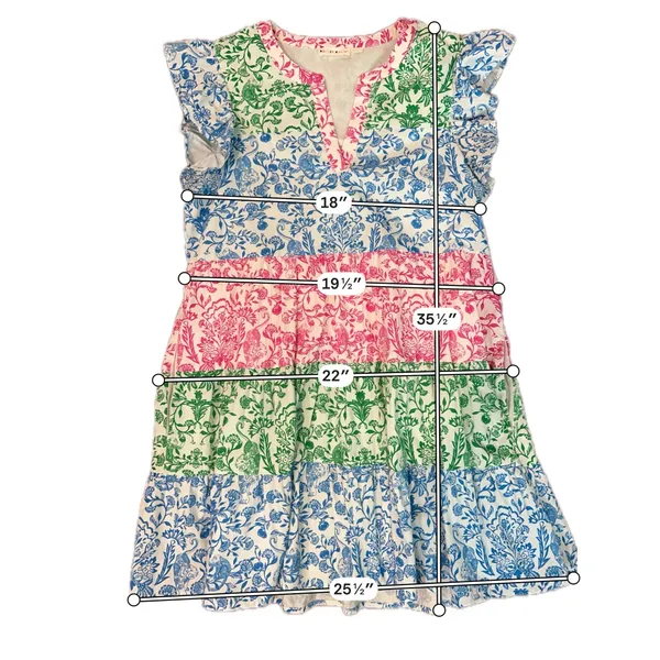 Roller Rabbit Hilla Tiered Block Print Mini Dress Multi-Color Cotton - Size L - Image 8