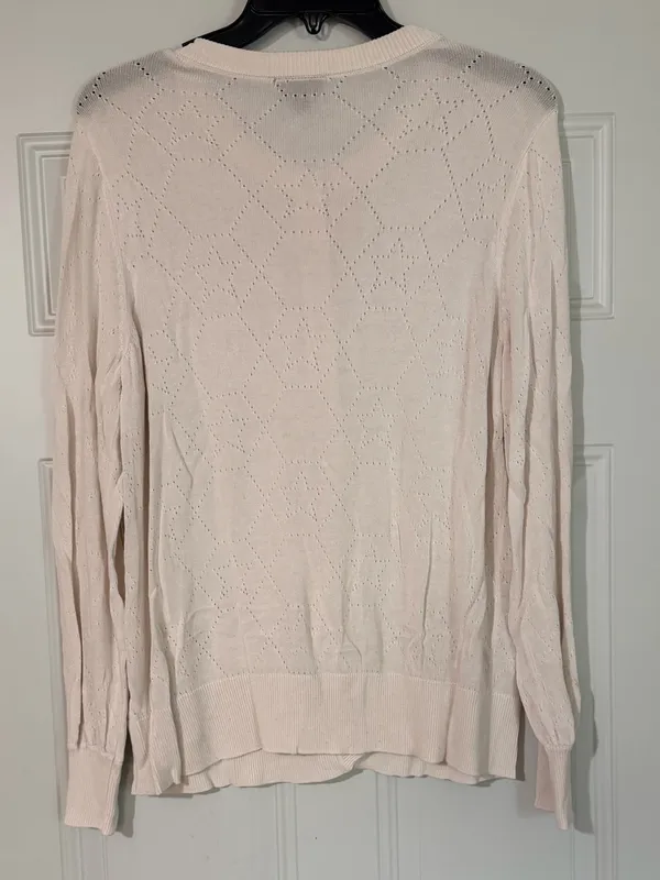 Torrid Crew Long Sleeve Pointelle Cardigan Sweater White 0 Large Cottagecore - Image 7