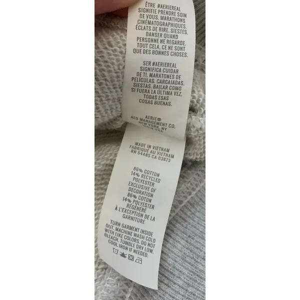 Aerie Sweatshirt Gray Bow Embroidered Coquette Balletcore Puff Sleeve S Oversize - Image 6