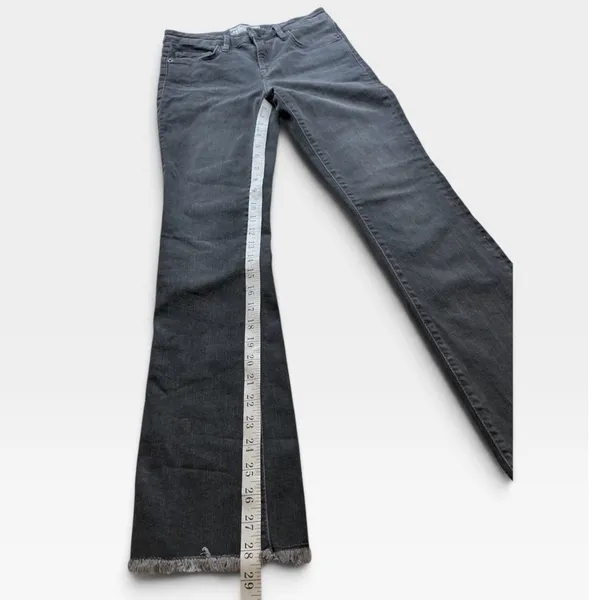 Free People Grey High Rise Flared Jeans Raw Hem W26 61502-16515125 - Image 6