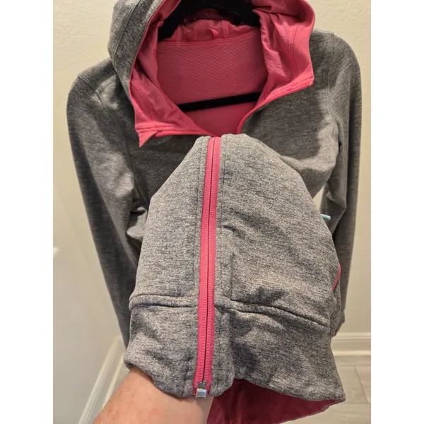 ​Ivivva Lululemon Girls 14 Reversible Full Zip Hoodie Gray Hot Pink Thumbholes - Image 3