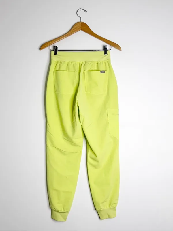 FIGS Zamora High Waisted Jogger Scrub Pants XS Petite Neon Green - Image 4