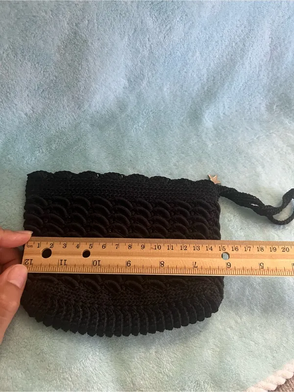 Handcrafted Black Crochet Wristlet Clutch - Image 3