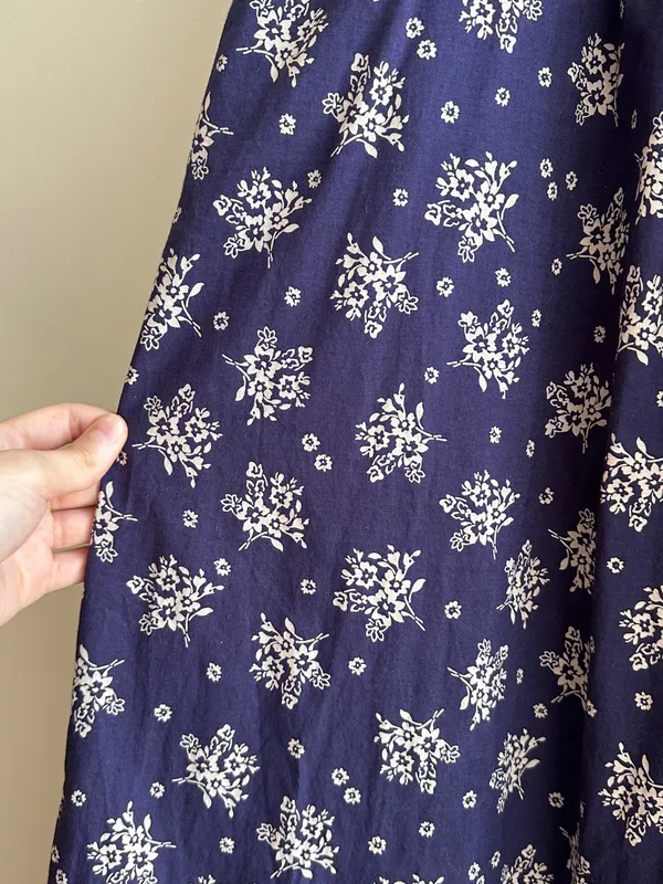 Patrons of Peace Floral Ribbon Tie Smocked Back Midi Dress, Blue, Size Small - Image 8
