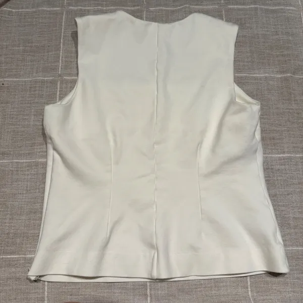 Banana Republic Everywhere Ponte Square Neck Top Cream Minimalist Model Off Duty - Image 5