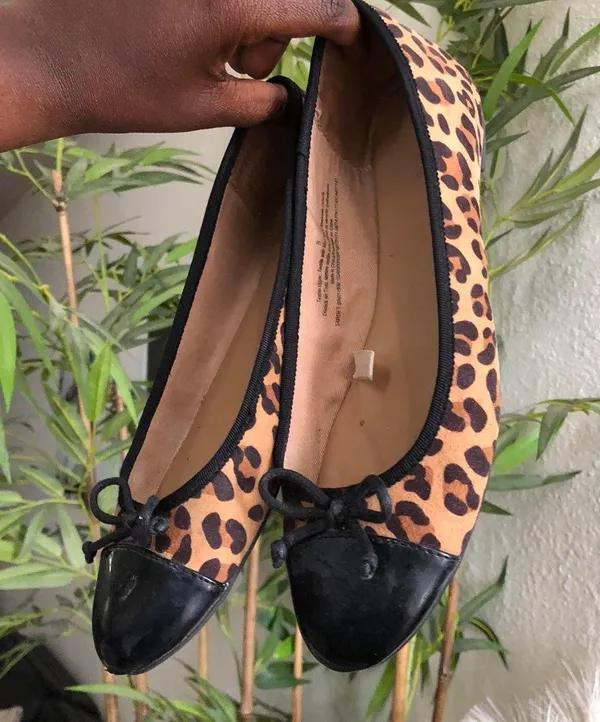 black brown cheetah leopard ballet flats bow-Size 8 - Image 3