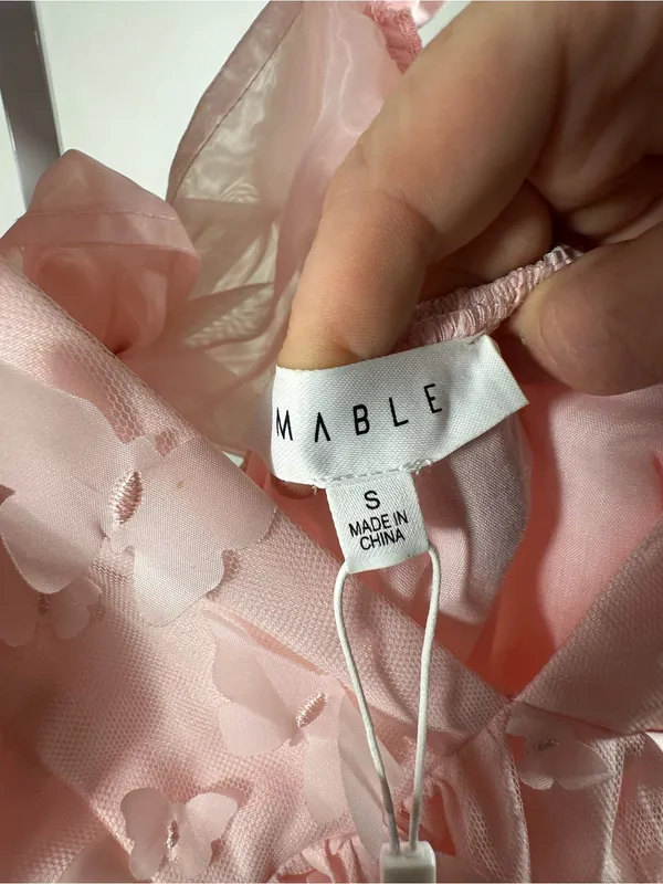 S389. Mabel x Petal & Pup Raelyn Pink Butterfly Appliqué Mini Dress Size Small - Image 7