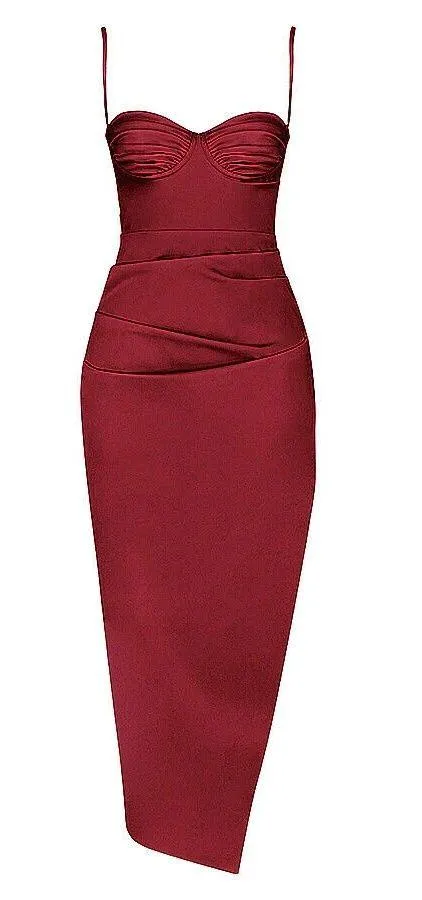 House Of CB 'Flora' Wine Satin Corset Dress. - Image 6