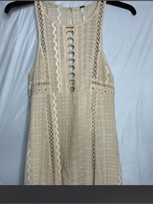 Free People Wherever you go mini dress tan ivory Size 6. - Image 3