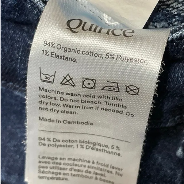 Quince Women's Blue High Waisted Wide Leg Baggy Cropped Denim Jeans Size 27 - Image 5