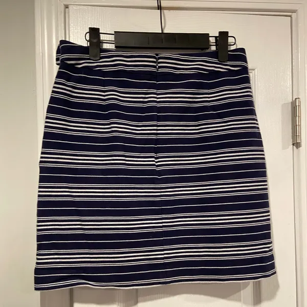 Loft Size 4 Navy Blue White Sailor Stripe Gold Button Cotton Stretch Mini Skirt - Image 9