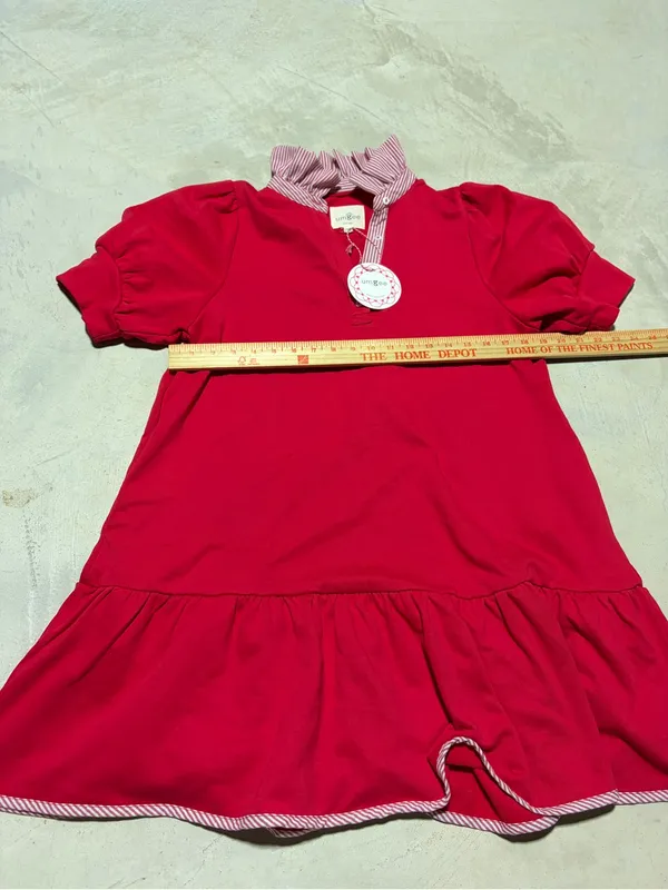 Umgee NWT striped & solid mixed Red Polo mini Dress Ruffle Hem medium MSRP$50 - Image 8