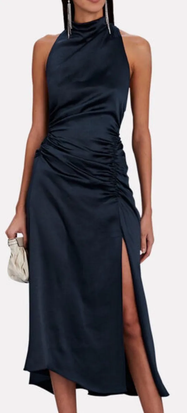 ALC Ruched Satin Midi Dress - Image 4