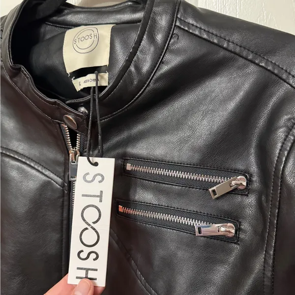 NWT Stoosh leather‎ moto jacket black size XL - Image 3