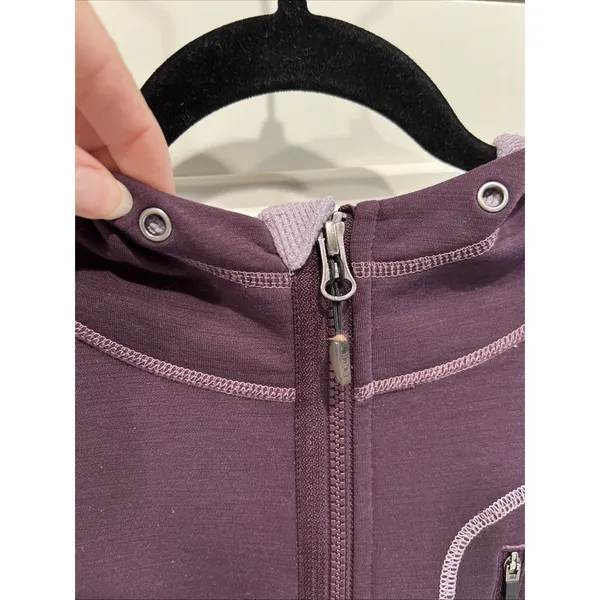Title Nine Purple Full Zip‎ Hooded Jacket Size Large RN121896 Thumbholes - Image 2
