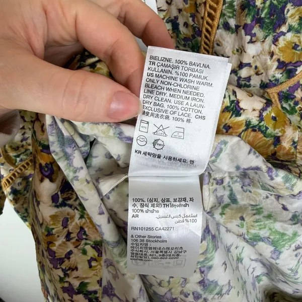 NWT‎ & Other Stories Scalloped Mini Dress Sz XS Floral Cottage Romantic Feminine - Image 9