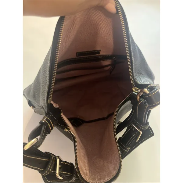 EUC Dooney & Bourke Dillen Black Pebble Leather Hobo Shoulder Bag 2 Pocket Sac - Image 8