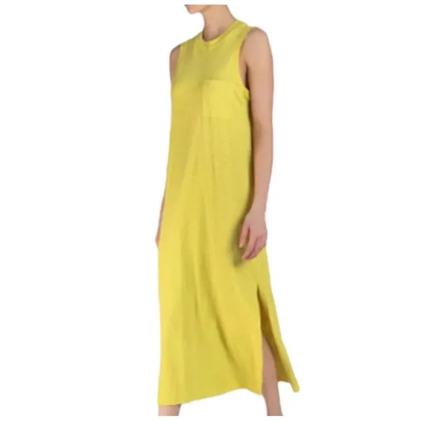ATM Anthony Thomas Melillo Maxi Dress Womens Small Yellow Pima Cotton Slub comfy - Image 2