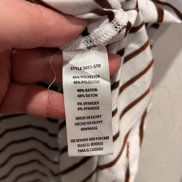 Healing‎ Hands Women White Brown Stripe Long Sleeve Top Shirt Size L Healthcare - Image 7