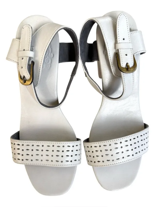 Like New Bali ELF Leather Heeled Sandals White Size 8 - Image 3
